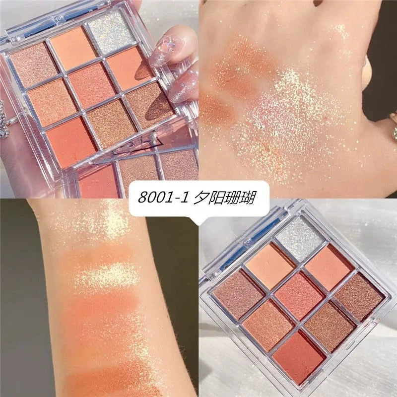 Chocolate Glow 9-Color Eyeshadow Palette β Matte & Shimmer Nude Shades