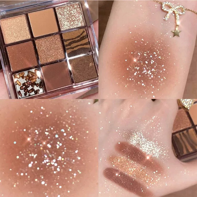 Chocolate Glow 9-Color Eyeshadow Palette β Matte & Shimmer Nude Shades