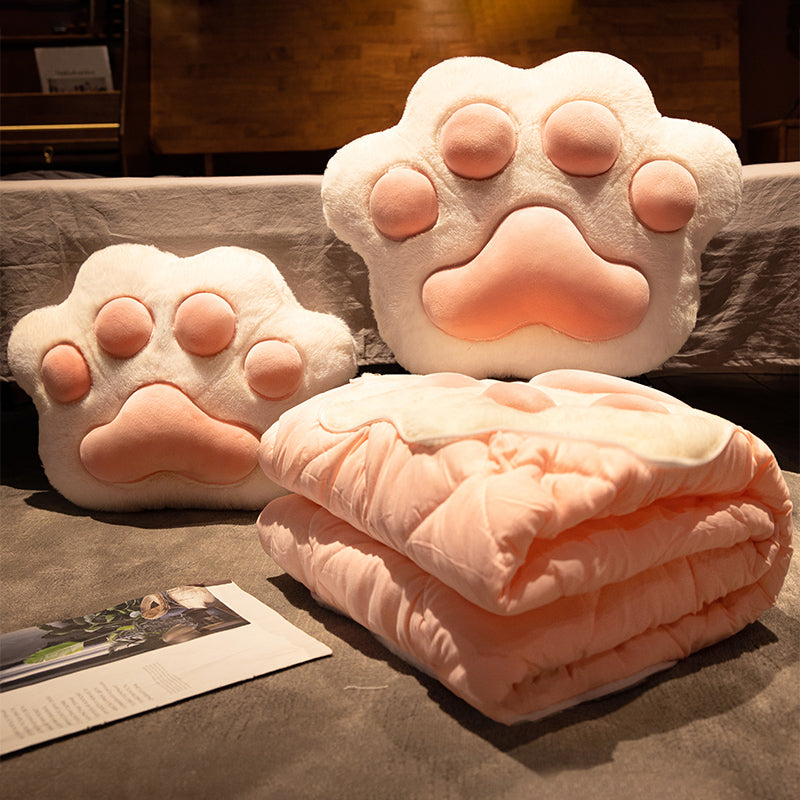 Cozy Cat Paw Plush Pillow & Blanket – Cute Travel & Home Set