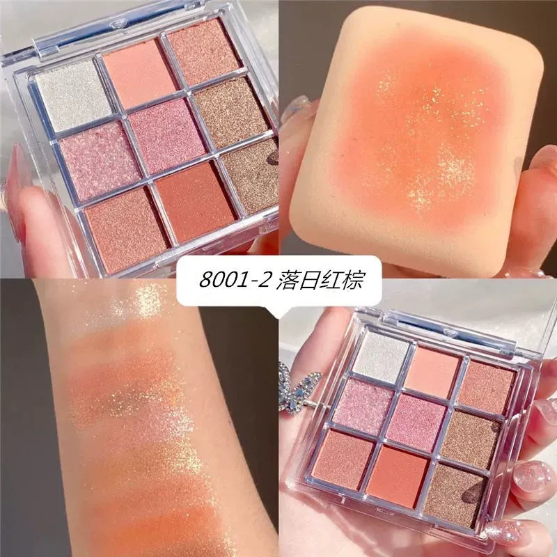 Chocolate Glow 9-Color Eyeshadow Palette β Matte & Shimmer Nude Shades
