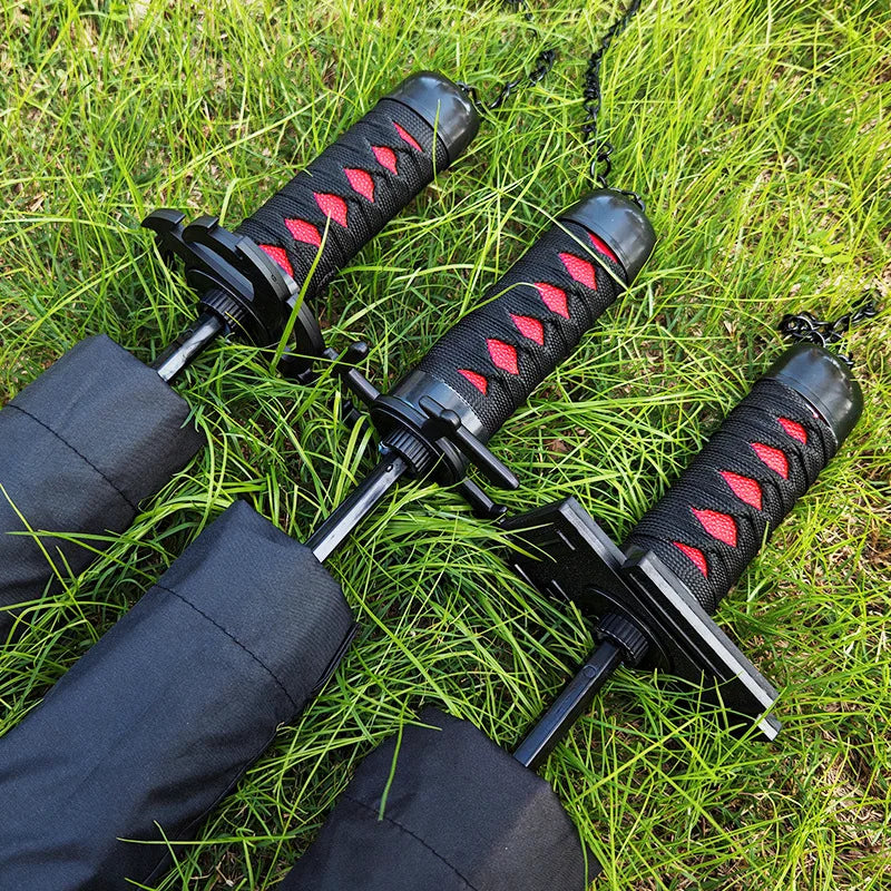 Samurai-Style Katana Umbrella β UV Blocking Folding Black Parasol