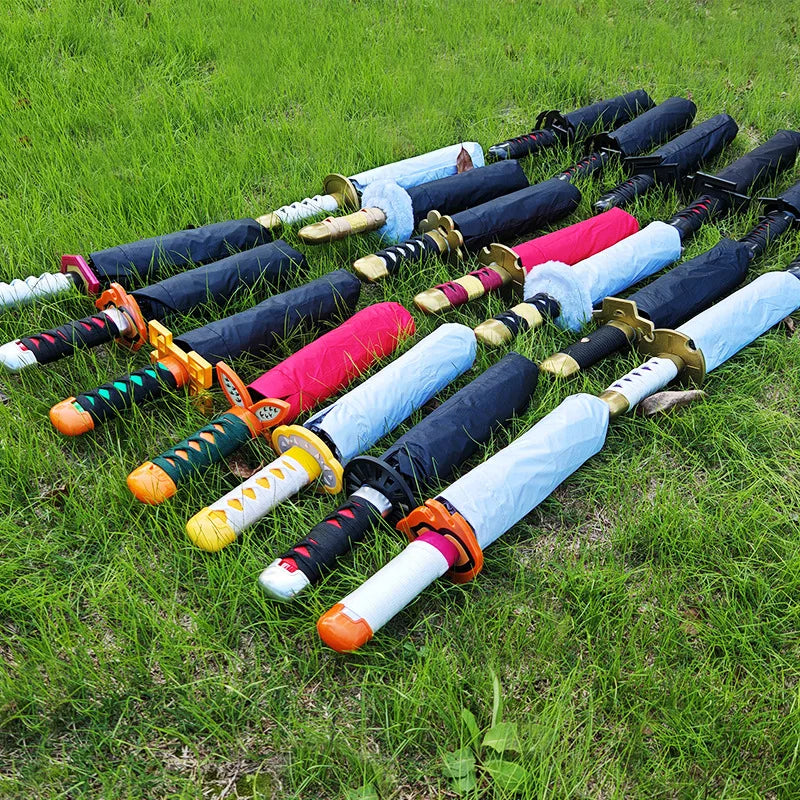 Samurai-Style Katana Umbrella β UV Blocking Folding Black Parasol