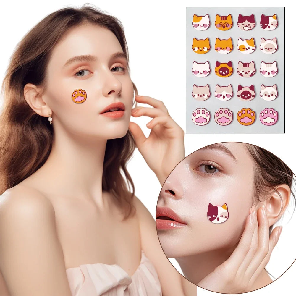 20/24pcs Hydrocolloid Acne Patches – Cute Cat-Themed Pimple Stickers (Golden Kitty, Snowy Paw, Holiday Cheer)