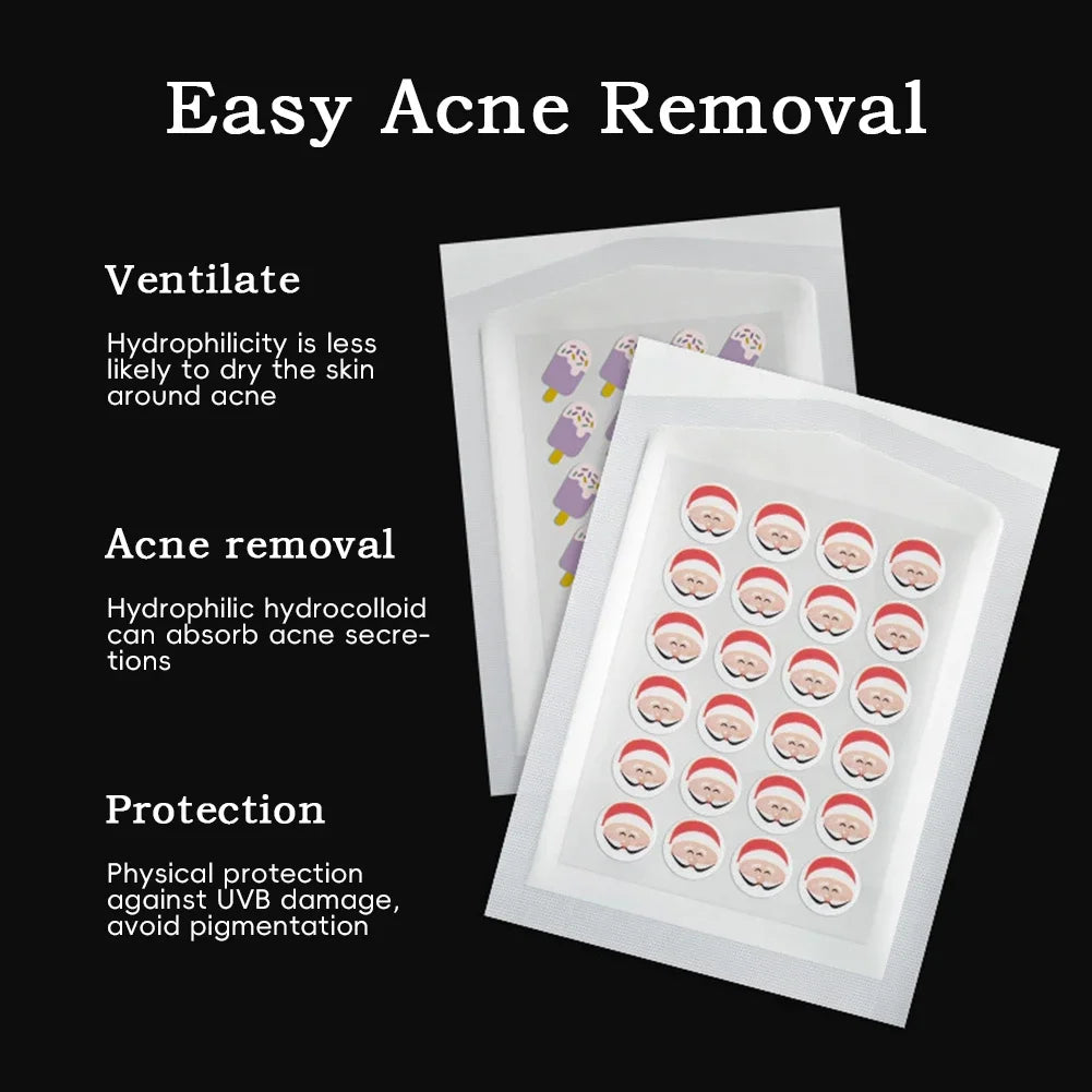 20/24pcs Hydrocolloid Acne Patches – Cute Cat-Themed Pimple Stickers (Golden Kitty, Snowy Paw, Holiday Cheer)