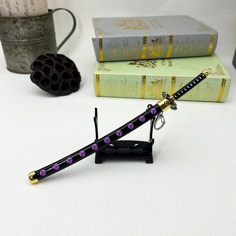 ⚔ 26cm Mini Samurai Sword - Full Metal Collectible Keychain with Stand