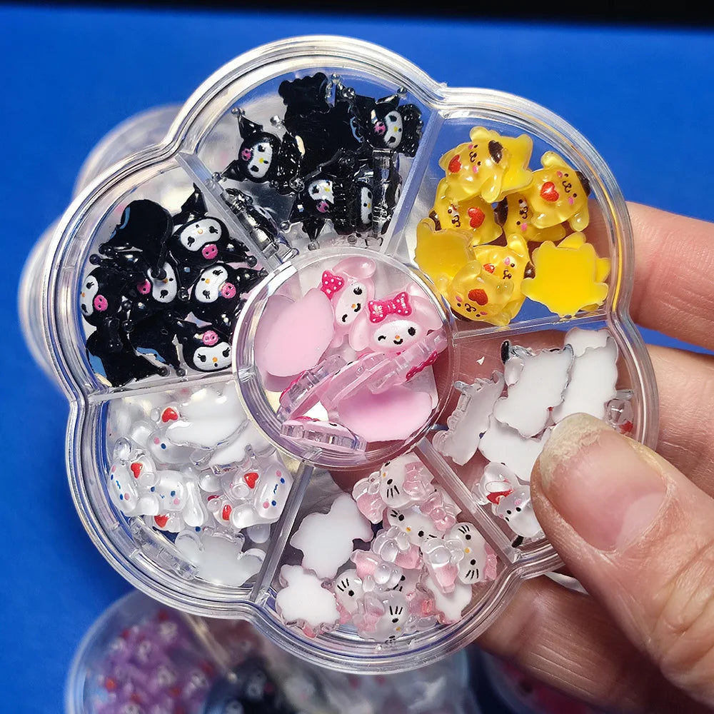 70PCs Kawaii Nail Art Charms – Sanrio-Inspired Hello Kitty & Kuromi Nail Rhinestones for DIY Manicure & Crafts