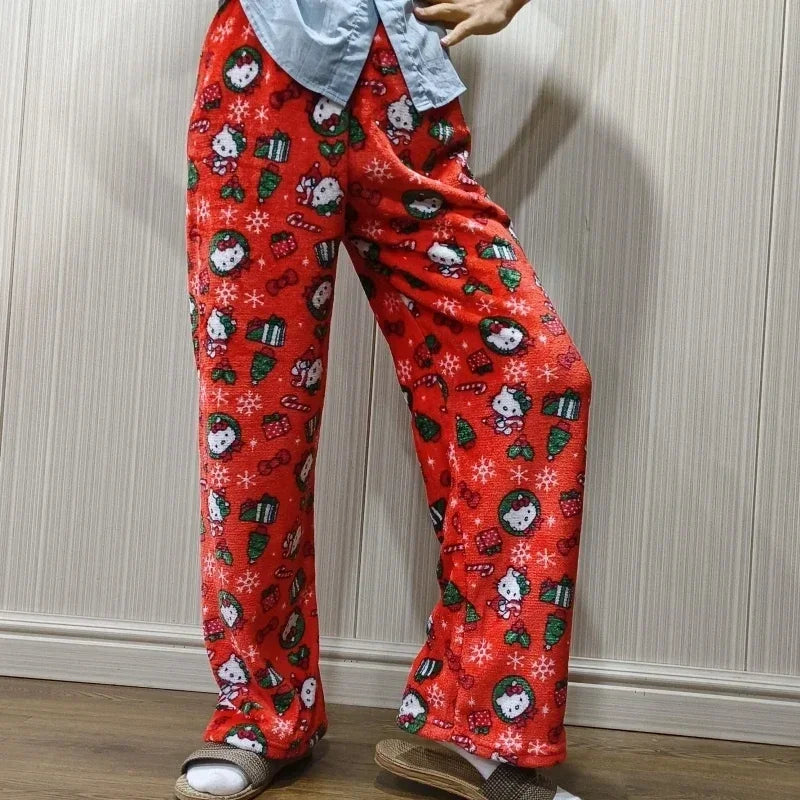 "Cozy Kawaii-Inspired Flannel Pajamas – Soft & Warm Homewear Set!"