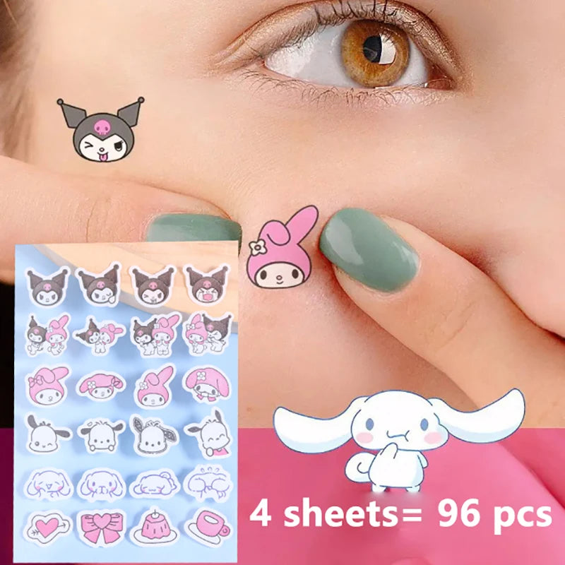 96pcs Cute Hydrocolloid Acne Patches - Invisible & Waterproof Blemish Stickers