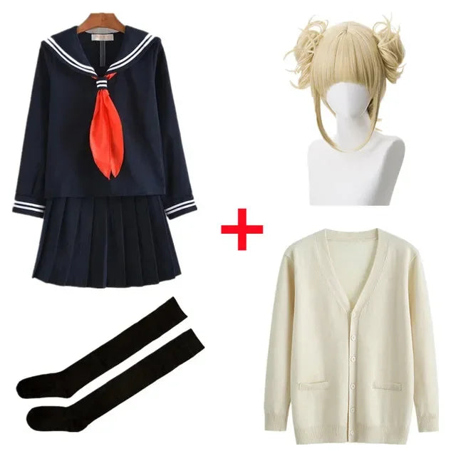 🦸 Inspired JK Anime Villain Cosplay Uniform – Schoolgirl Skirt & Sweater Set 🎃✨