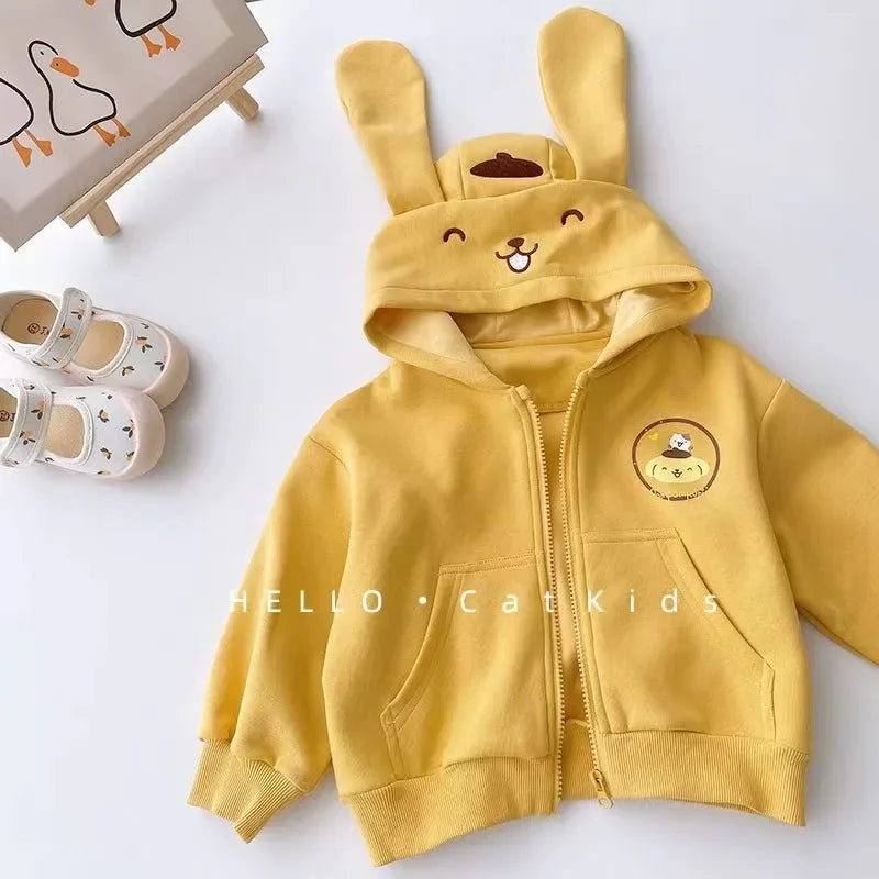 🎀 Kawaii Pastel-Inspired Cartoon Zip-Up Hoodie – Cozy Autumn Jacket for Kids & Teens 🧸✨