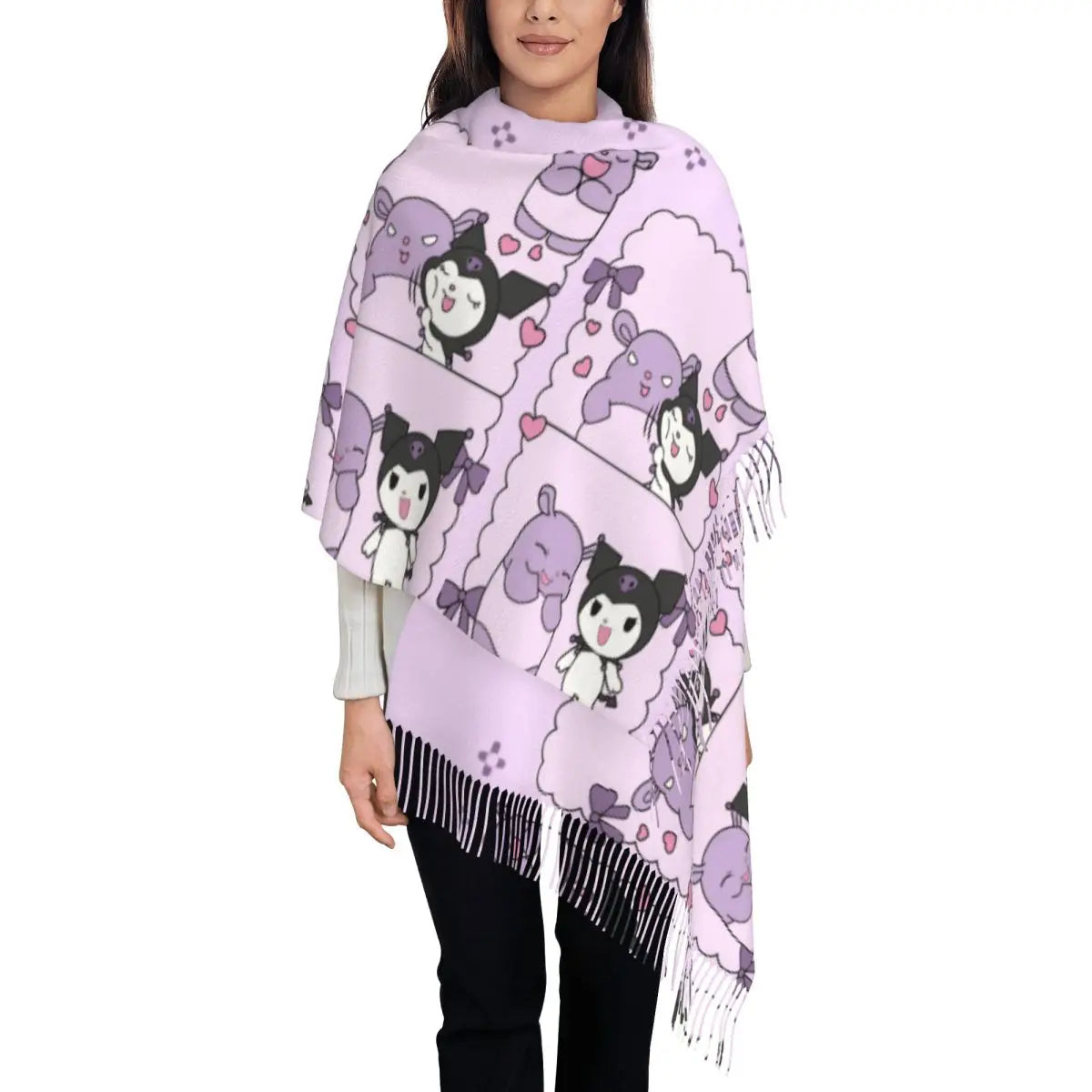 Custom Print Anime-Inspired Cozy Winter Scarf - Warm & Stylish Shawl Wrap