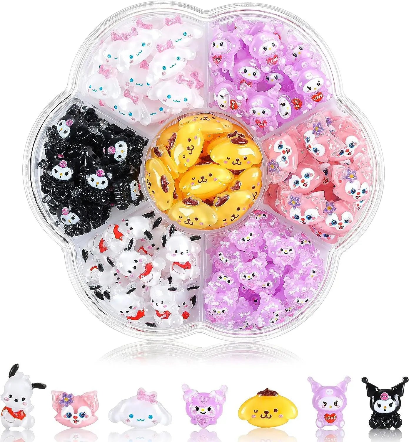 70PCs Kawaii Nail Art Charms – Sanrio-Inspired Hello Kitty & Kuromi Nail Rhinestones for DIY Manicure & Crafts