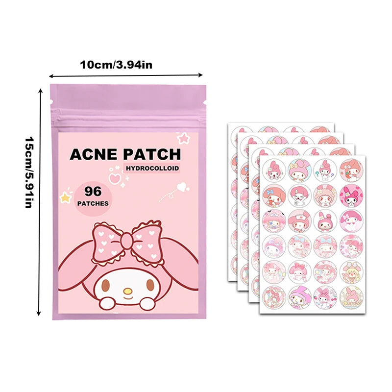 "96/100-Piece Hydrocolloid Acne Patches – Kawaii-Themed Pimple Treatment"