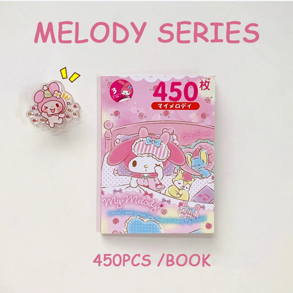 "450-Piece Kawaii Sticker Book – Cute & Aesthetic Cartoon Stickers!"