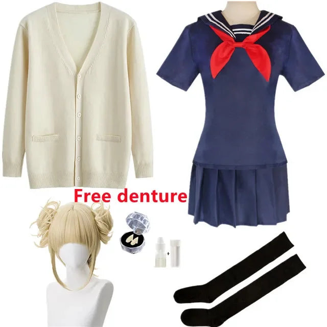 🦸 Inspired JK Anime Villain Cosplay Uniform – Schoolgirl Skirt & Sweater Set 🎃✨