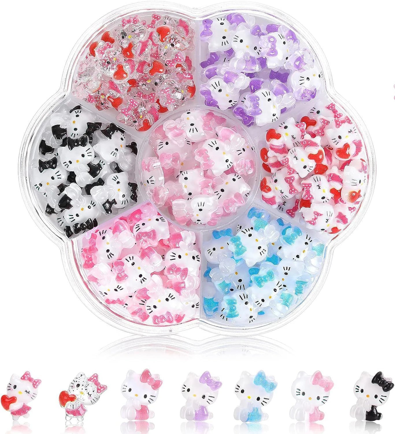 70PCs Kawaii Nail Art Charms – Sanrio-Inspired Hello Kitty & Kuromi Nail Rhinestones for DIY Manicure & Crafts