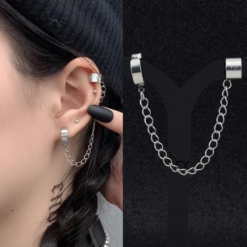 🖤 Gothic Cross & Sword Tassel Earrings – Punk Dangle Drop Earrings for Men & Women