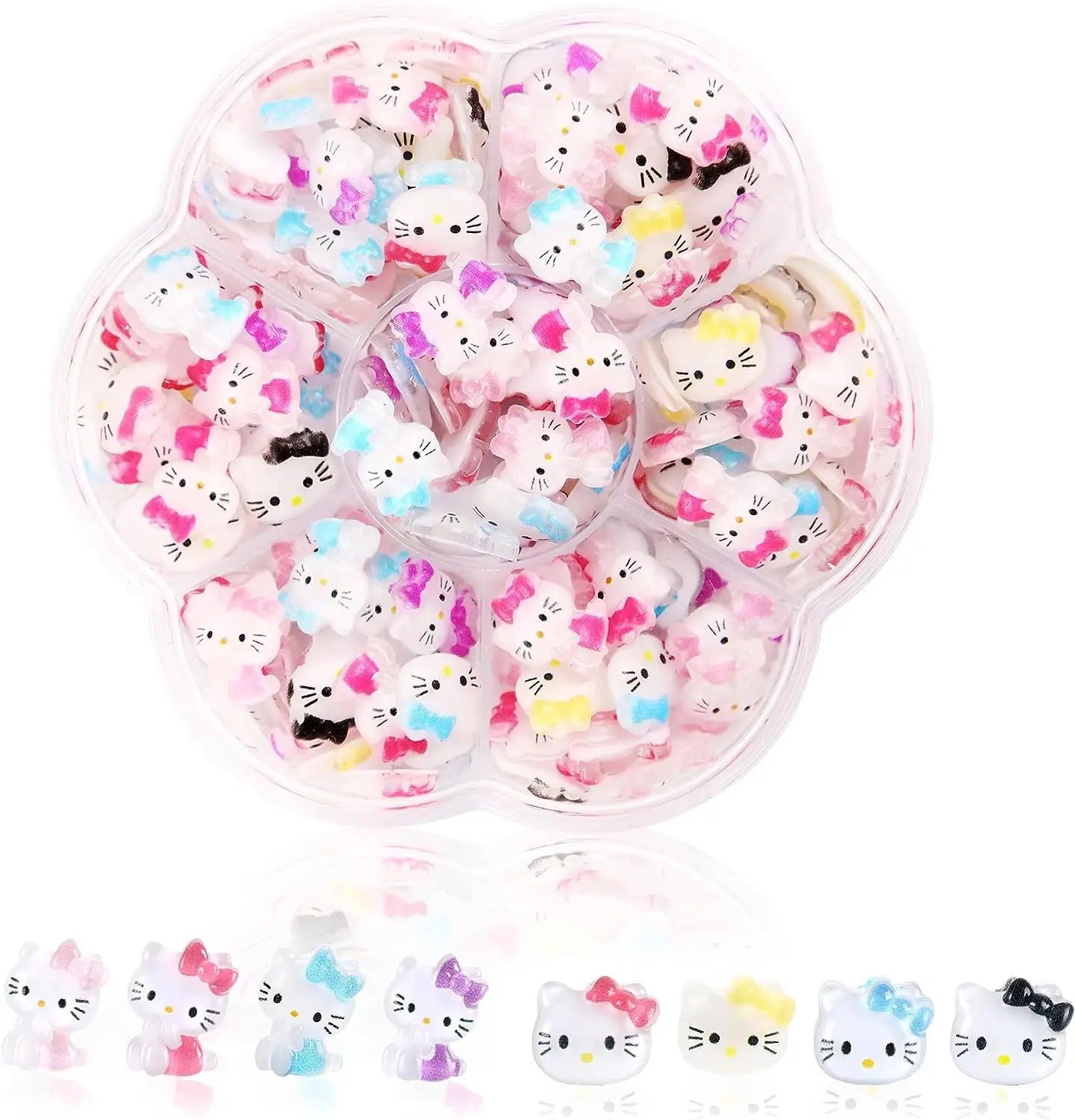 70PCs Kawaii Nail Art Charms – Sanrio-Inspired Hello Kitty & Kuromi Nail Rhinestones for DIY Manicure & Crafts