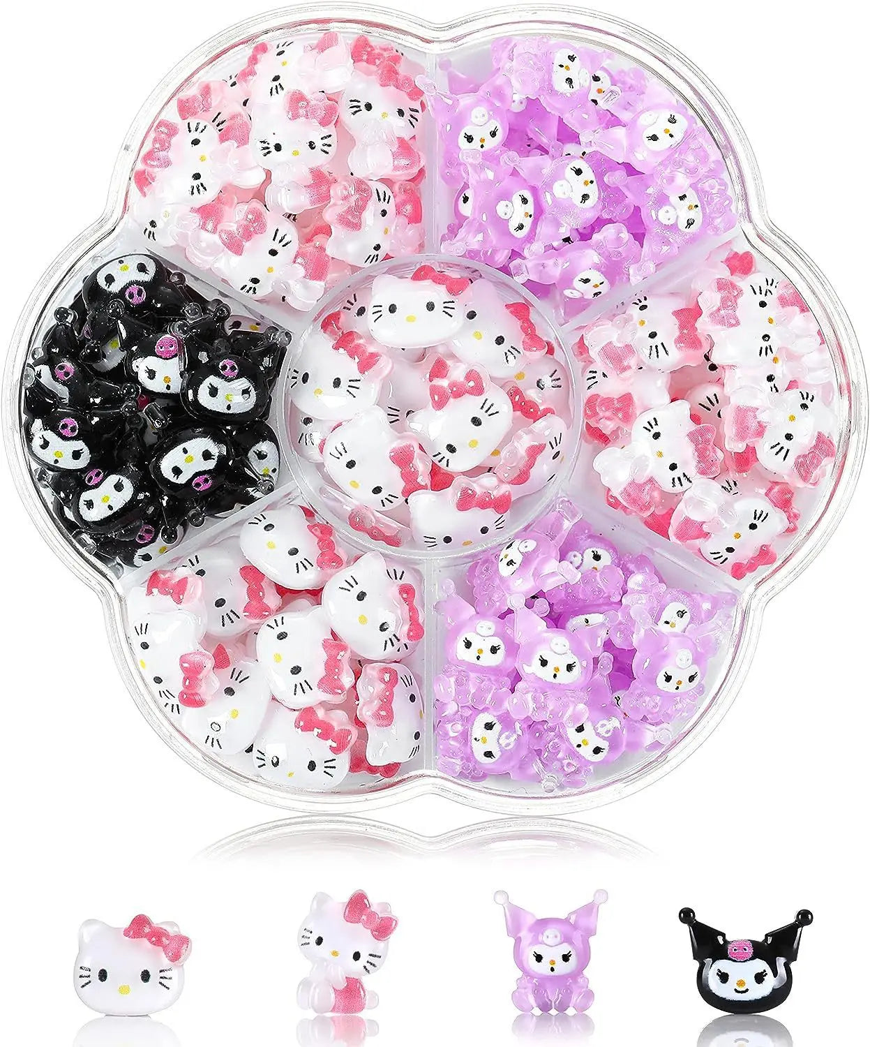 70PCs Kawaii Nail Art Charms – Sanrio-Inspired Hello Kitty & Kuromi Nail Rhinestones for DIY Manicure & Crafts