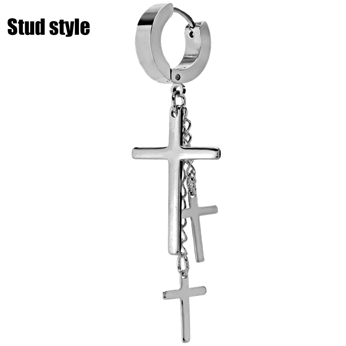 🖤 Gothic Cross & Sword Tassel Earrings – Punk Dangle Drop Earrings for Men & Women