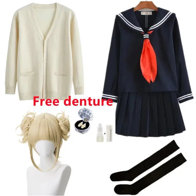 🦸 Inspired JK Anime Villain Cosplay Uniform – Schoolgirl Skirt & Sweater Set 🎃✨