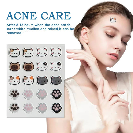 20/24pcs Hydrocolloid Acne Patches – Cute Cat-Themed Pimple Stickers (Golden Kitty, Snowy Paw, Holiday Cheer)