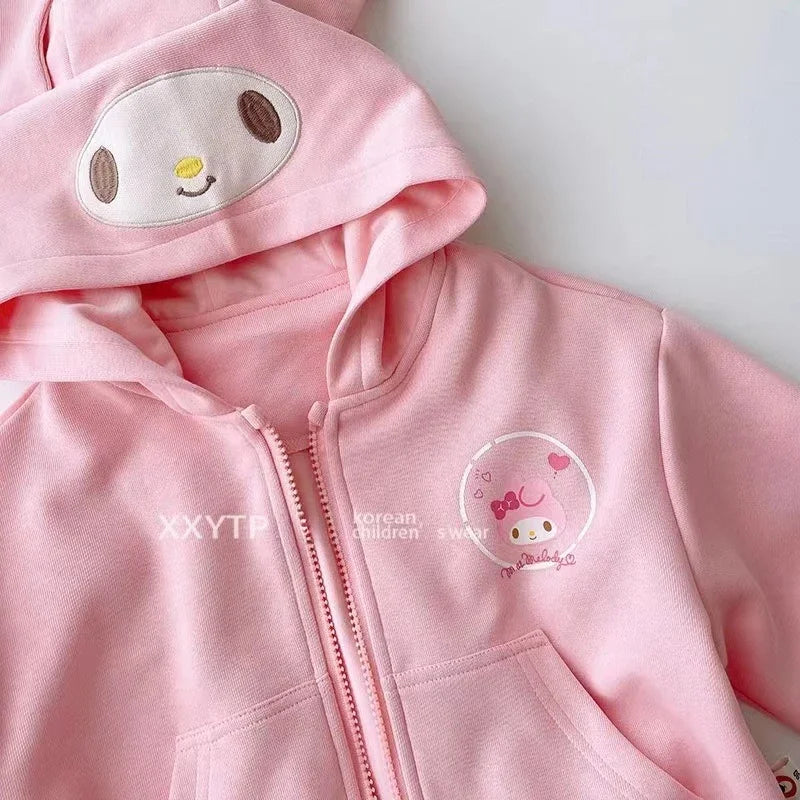 🎀 Kawaii Pastel-Inspired Cartoon Zip-Up Hoodie – Cozy Autumn Jacket for Kids & Teens 🧸✨