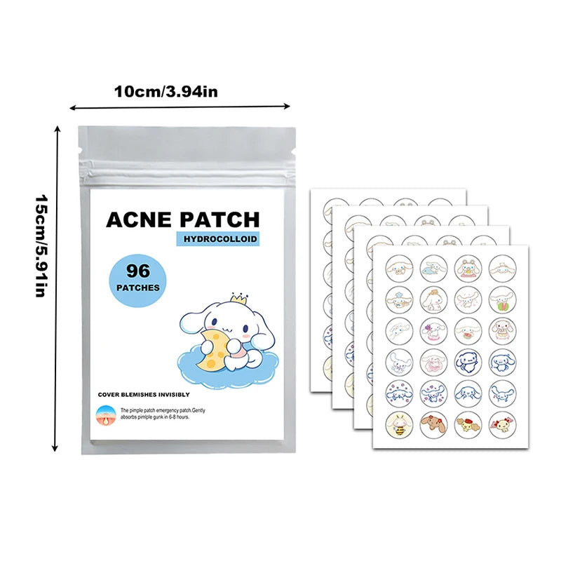 "96/100-Piece Hydrocolloid Acne Patches – Kawaii-Themed Pimple Treatment"