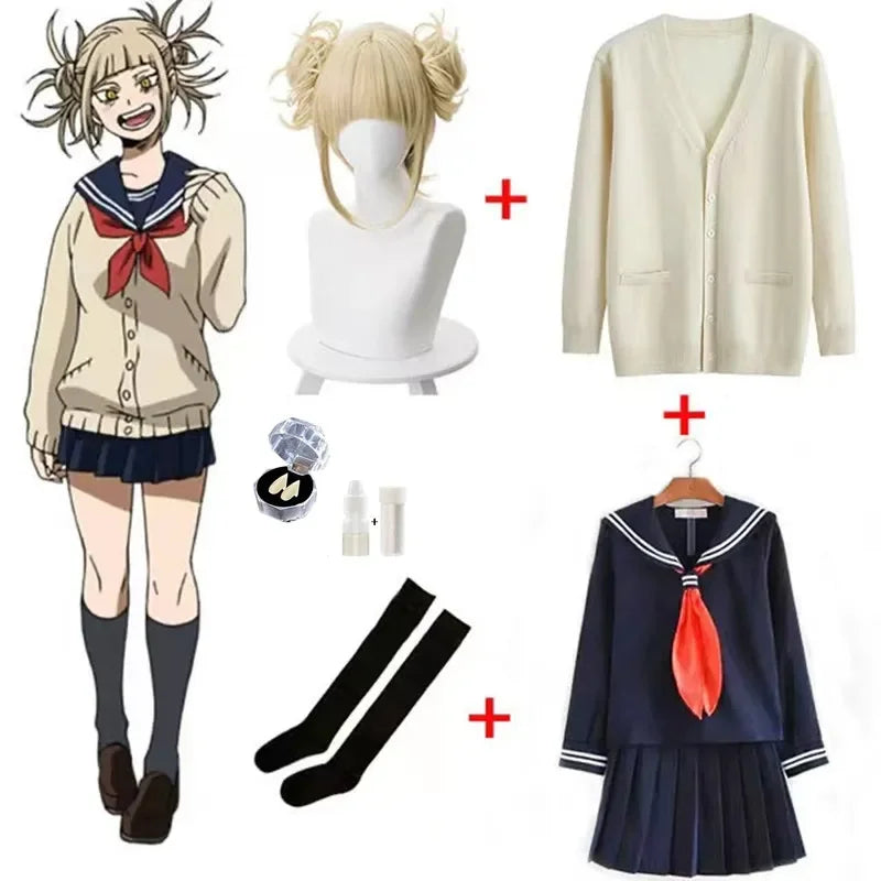 🦸 Inspired JK Anime Villain Cosplay Uniform – Schoolgirl Skirt & Sweater Set 🎃✨