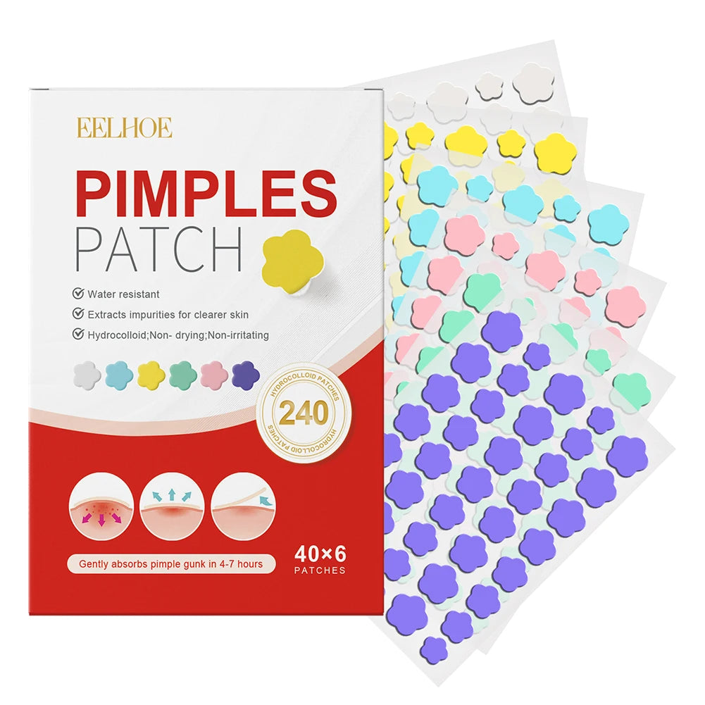 240pcs Hydrocolloid Acne Patches – Tea Tree & Salicylic Acid Spot Treatment (Star, Heart, Circle, Flower)