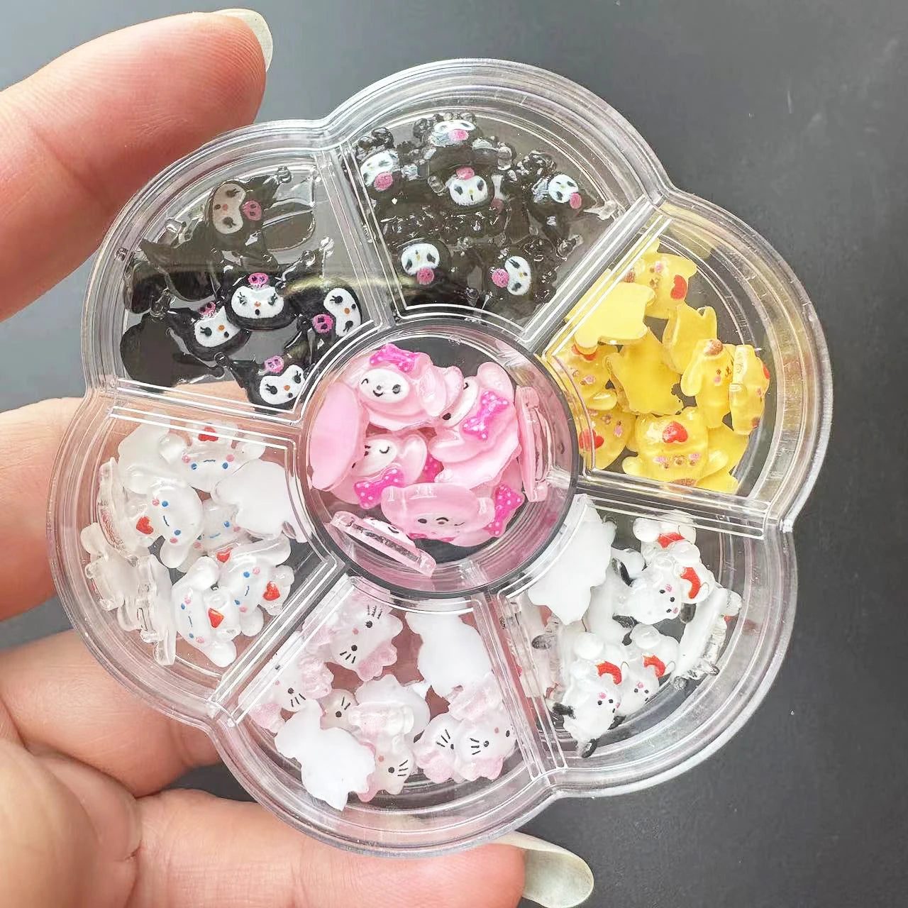 70PCs Kawaii Nail Art Charms – Sanrio-Inspired Hello Kitty & Kuromi Nail Rhinestones for DIY Manicure & Crafts