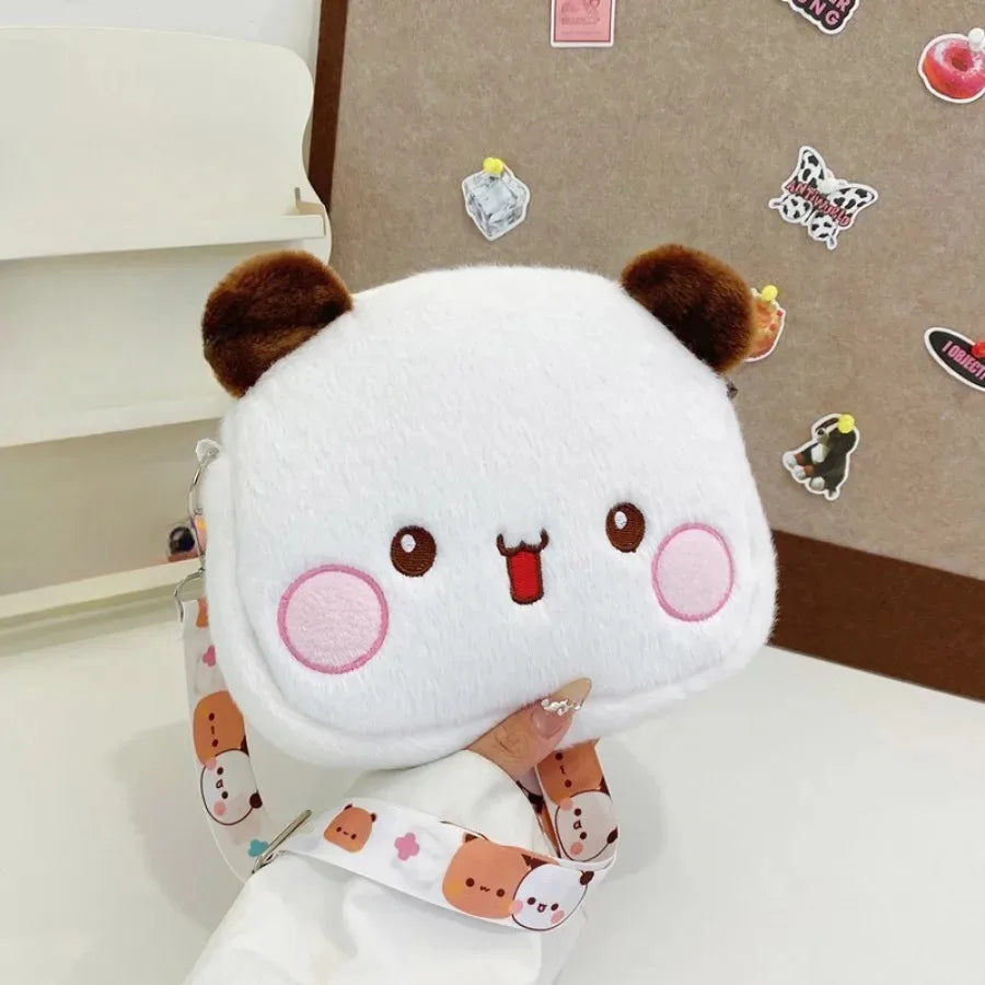 "Cute Panda & Bear Plush Backpack – Soft & Kawaii Crossbody Bag!"