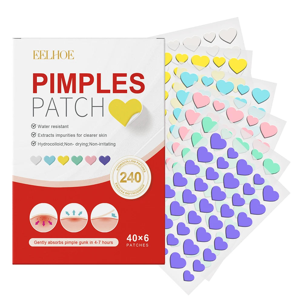 240pcs Hydrocolloid Acne Patches – Tea Tree & Salicylic Acid Spot Treatment (Star, Heart, Circle, Flower)