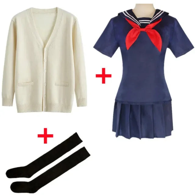 🦸 Inspired JK Anime Villain Cosplay Uniform – Schoolgirl Skirt & Sweater Set 🎃✨