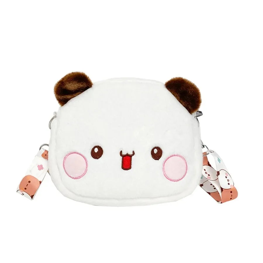 "Cute Panda & Bear Plush Backpack – Soft & Kawaii Crossbody Bag!"